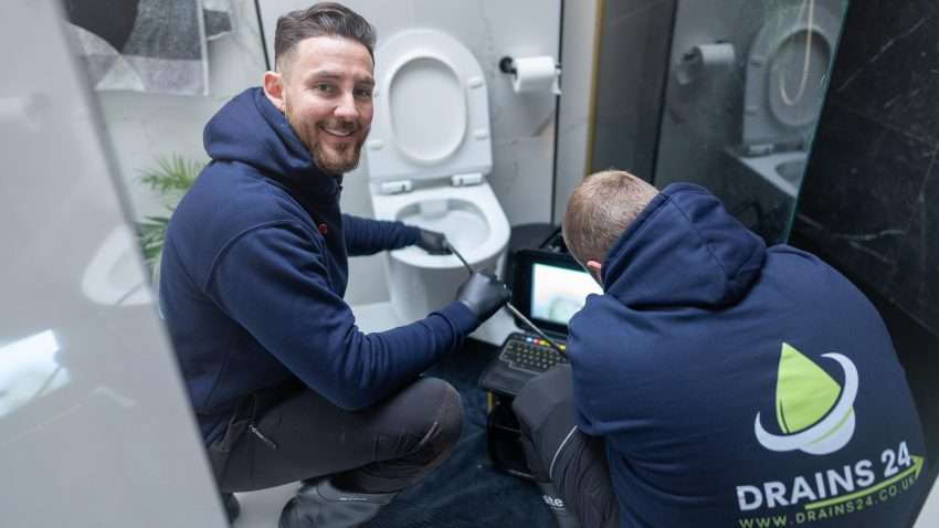 Portsmouth Drains24 engineer inspecting bathroom drain to prevent blockages